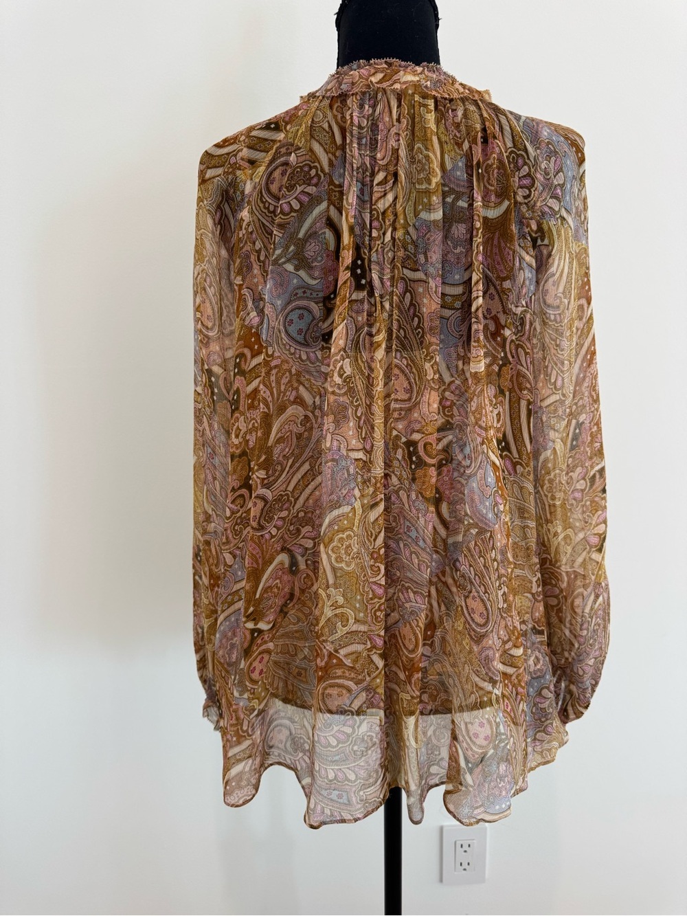 NWOT Zimmermann AU 1/ US Small Paisley Lace-Up Ruffle Blouse in Gold and blues - Picture 8 of 15